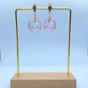 Pink Quarz Earrings with Gold Wire Wrap